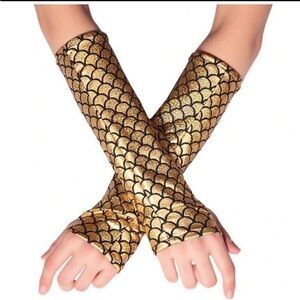 Gold 🧜‍♀️ Mermaid Scale Pattern Arm Warmers
